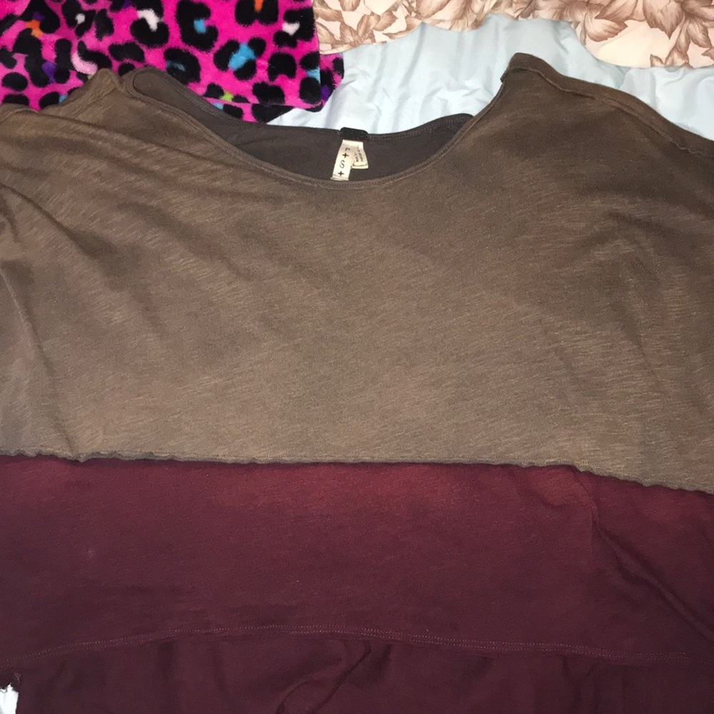 Maroon & green crop top